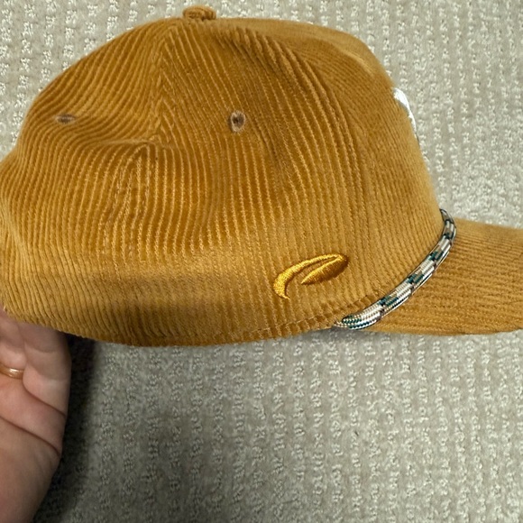 Tan Corduroy Cap with Embroidered Hand Design - Picture 3 of 6